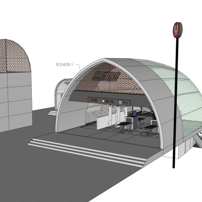 现代地铁出口su模型