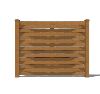 中式木质护栏su模型