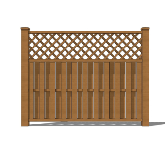 中式木质护栏su模型