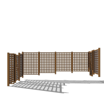 中式木质护栏su模型