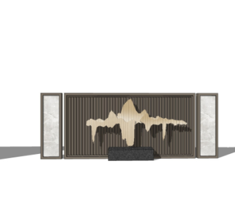 新中式景观墙su模型