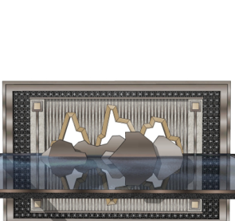 新中式景观墙su模型