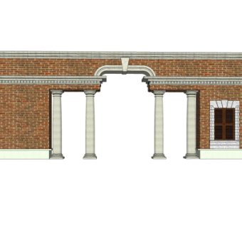 简欧小区门头su模型