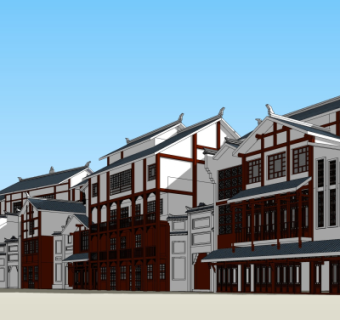 中式商业街su模型