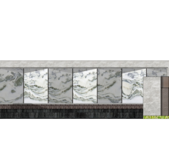 新中式景观墙su模型