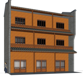 中式客栈酒楼su模型