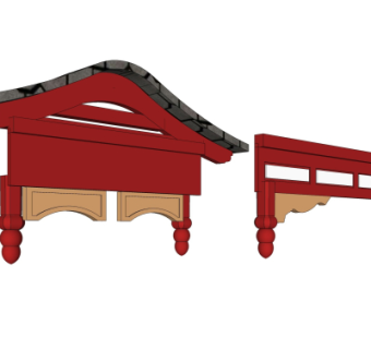 中式实木挂落免费su模型