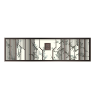 新中式景观墙su模型