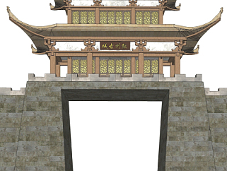 中式城门楼su模型