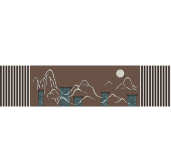 新中式景观墙su模型