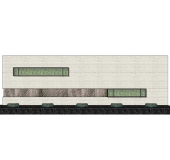 新中式景观墙su模型