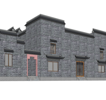 中式传统四合院su模型