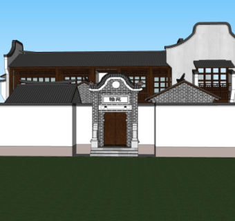 中式传统四合院su模型