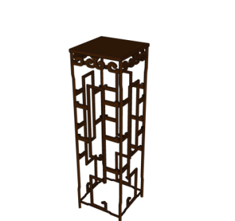 中式实木花架装饰架su模型