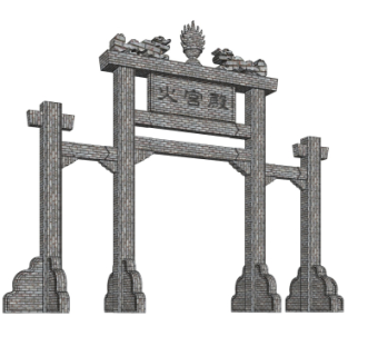 中式牌坊大门免费su模型