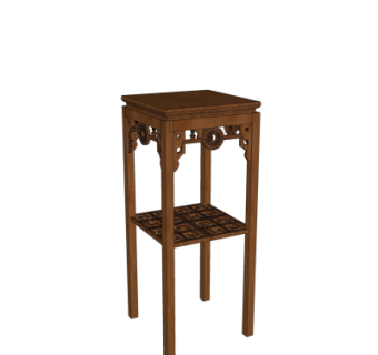 中式实木花架装饰架su模型