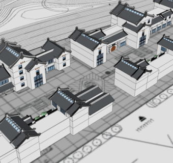 中式沿街商业建筑su模型