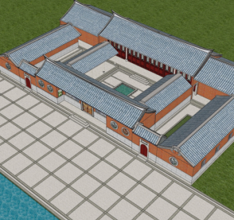 中式古建殿宇su模型