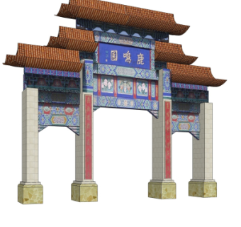 中式牌坊大门免费su模型