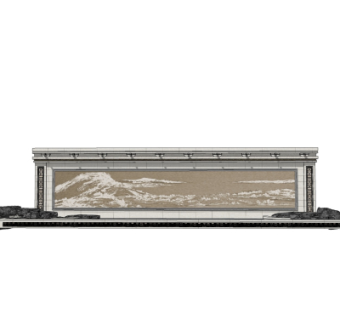 新中式景观墙su模型