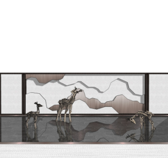 新中式景观墙su模型