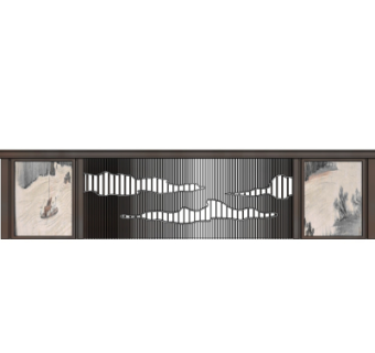 新中式景观墙su模型