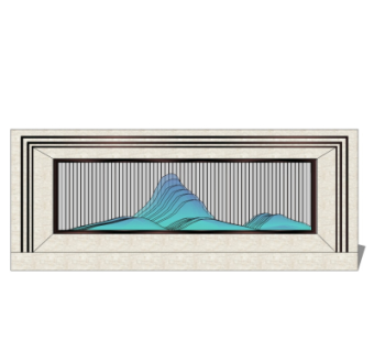 新中式景观墙su模型