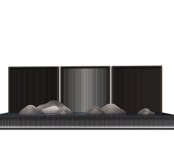 新中式景观墙su模型