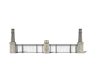欧式围墙护栏su模型