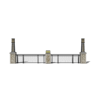 欧式围墙护栏su模型