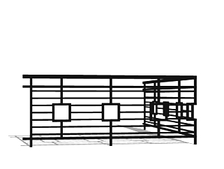 现代铁艺护栏su模型