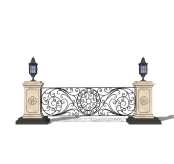 欧式铁艺围墙护栏su模型