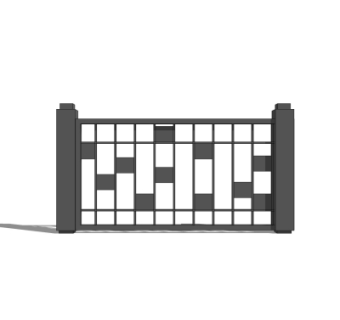 现代铁艺护栏su模型