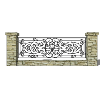 欧式围墙铁艺护栏su模型