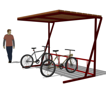 现代自行车棚su模型