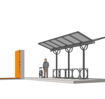 现代自行车棚su模型