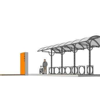 现代自行车棚su模型