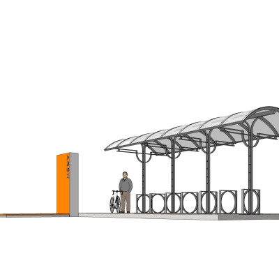 现代自行车棚su模型