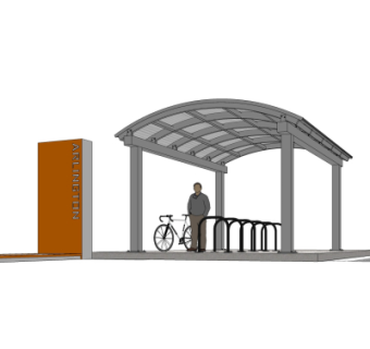现代自行车棚su模型