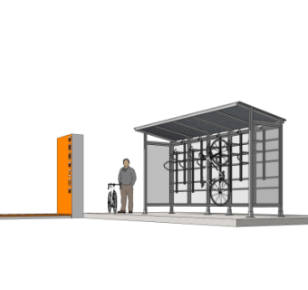 现代自行车棚su模型