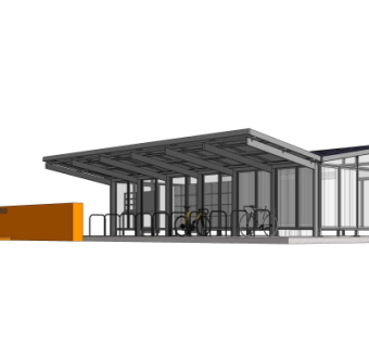 现代自行车棚su模型