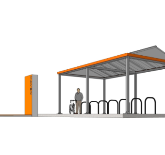 现代自行车棚su模型