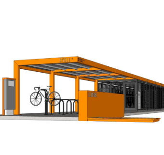 现代自行车棚su模型