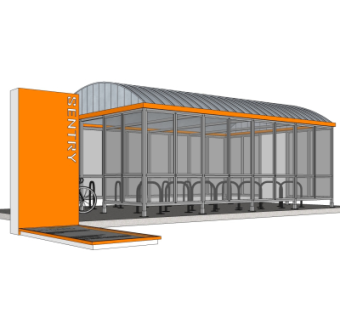 现代自行车棚su模型