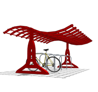 现代自行车棚su模型