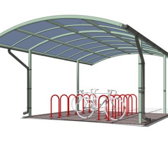 现代自行车棚su模型