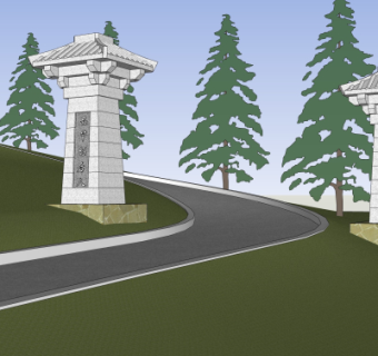 中式石雕碑楼免费su模型