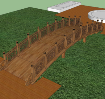 中式木桥免费su模型