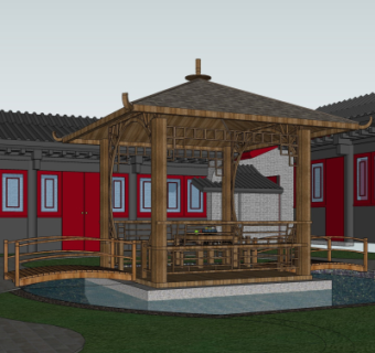 中式凉亭su模型