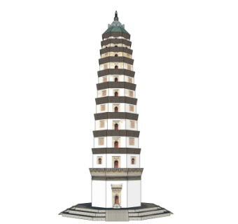 中式藏经塔su模型